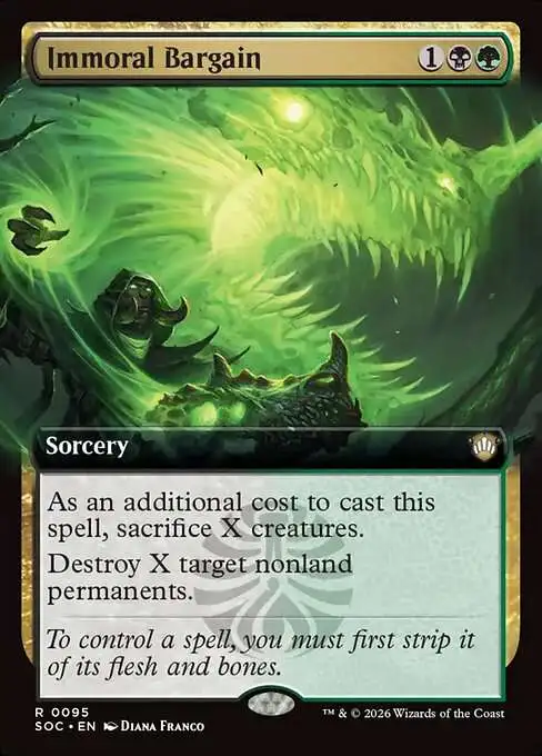 MtG Secrets of Strixhaven Commander Rare Immoral Bargain #95 [Extended Art FOIL]