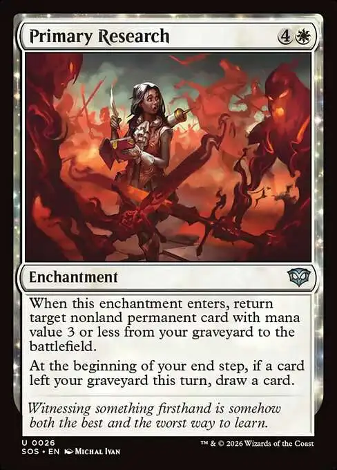 Magic The Gathering Secrets of Strixhaven Single Card Uncommon Primary Research 26 FOIL - ToyWiz Magic The Gathering Secrets of Strixhaven Single Card Uncommon Primary Research 26 FOIL - ToyWiz