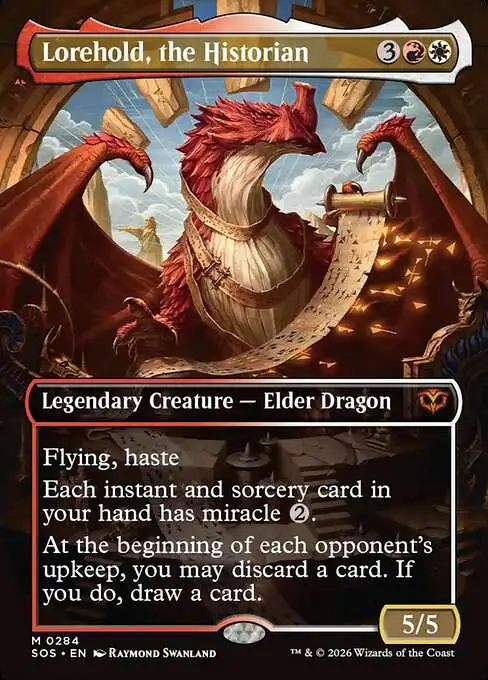 MtG Secrets of Strixhaven Mythic Rare Lorehold, the Historian #284 [Borderless Dragon FOIL]