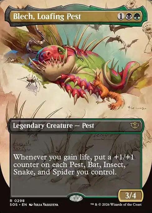 Magic The Gathering Secrets of Strixhaven Single Card Rare Blech, Loafing  Pest 298 Borderless Field Notes - ToyWiz