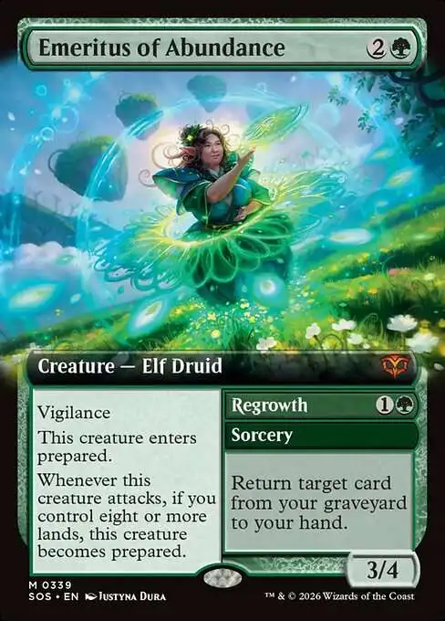 MtG Secrets of Strixhaven Mythic Rare Emeritus of Abundance // Regrowth #339 [Extended Art]