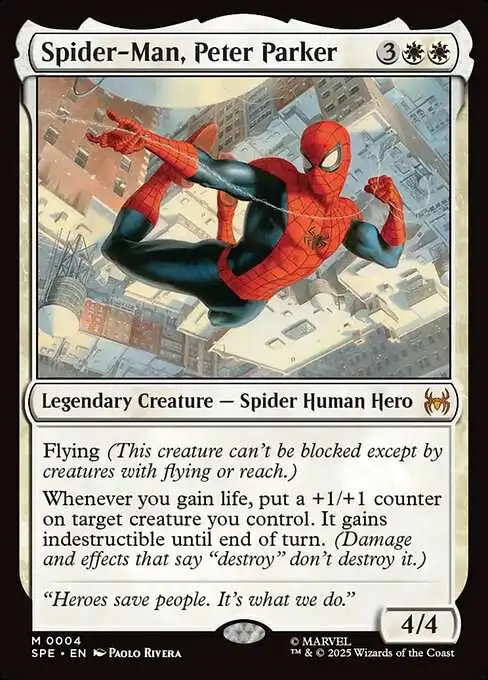 Magic The Gathering Marvel Spider-Man Eternal Single Card Mythic Rare Spider -Man, Peter Parker 4 FOIL - ToyWiz