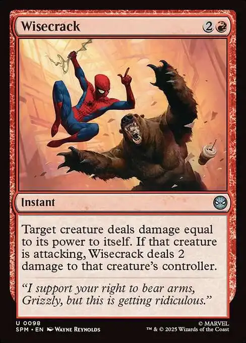 Magic The Gathering Marvel Spider-Man Single Card Uncommon Wisecrack 98 FOIL - ToyWiz Magic The Gathering Marvel Spider-Man Single Card Uncommon Wisecrack 98 FOIL - ToyWiz
