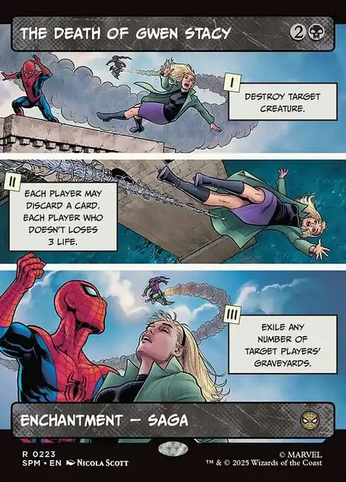Magic The Gathering Marvel Spider-Man Single Card Rare The Death of Gwen  Stacy 223 Borderless Panel FOIL - ToyWiz