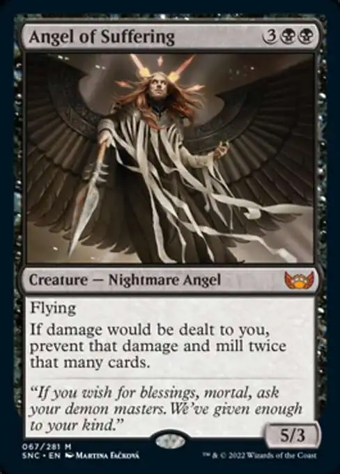 MtG Trading Card Game Streets of New Capenna Mythic Rare Angel of Suffering #67