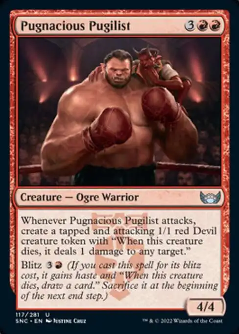 Magic The Gathering Trading Card Game Streets of New Capenna Single Card Uncommon Pugnacious Pugilist 117 - ToyWiz Magic The Gathering Trading Card Game Streets of New Capenna Single Card Uncommon Pugnacious Pugilist 117 - ToyWiz