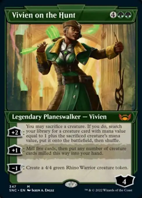 mtg vivien cards Magic The Gathering Trading Card Game Streets of New Capenna Single Card  Mythic Rare Vivien on the Hunt 347 Showcase