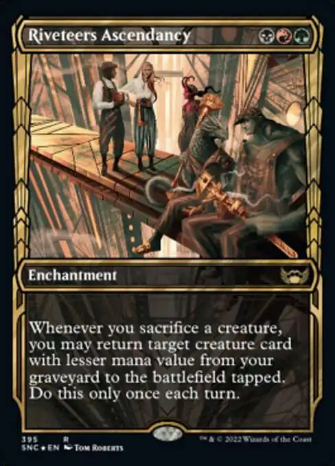 mtg new capenna expensive cards MtG Trading Card Game Streets of New Capenna Rare Riveteers Ascendancy #395  [Gilded Foil Cards]