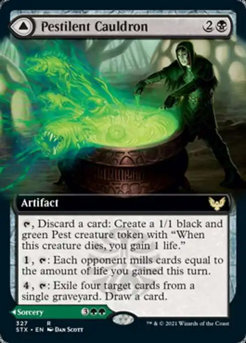 MtG Strixhaven: School of Mages Rare Pestilent Cauldron // Restorative Burst #327 [Extended Art FOIL]
