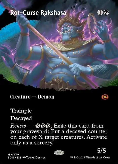 MtG Tarkir: Dragonstorm Mythic Rare Rot-Curse Rakshasa #339 [Borderless Clan Showcase]
