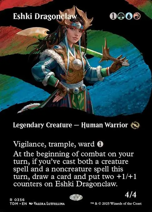 Magic The Gathering Tarkir Dragonstorm Single Card Rare Eshki Dragonclaw  356 Borderless Clan Showcase FOIL - ToyWiz
