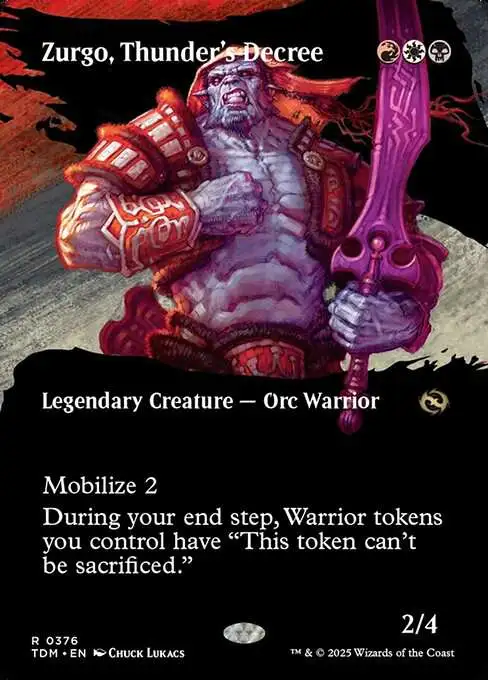 MtG Tarkir: Dragonstorm Rare Zurgo, Thunder's Decree #376 [Borderless Clan Showcase]