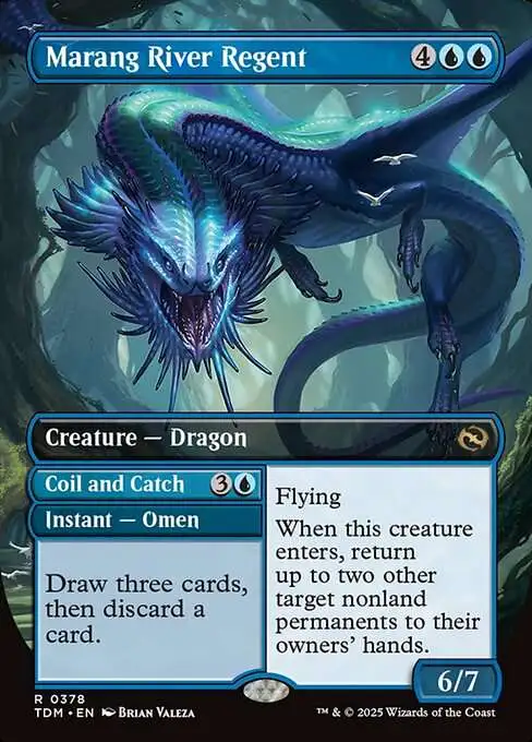 MtG Tarkir: Dragonstorm Rare Marang River Regent // Coil and Catch // Marang River Regent #378 [Reversible Dragon FOIL]