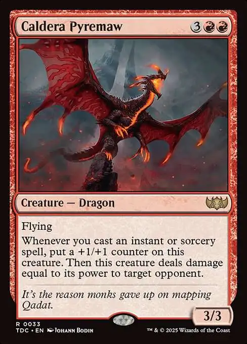 MtG Tarkir: Dragonstorm Commander Rare FOIL Caldera Pyremaw #33