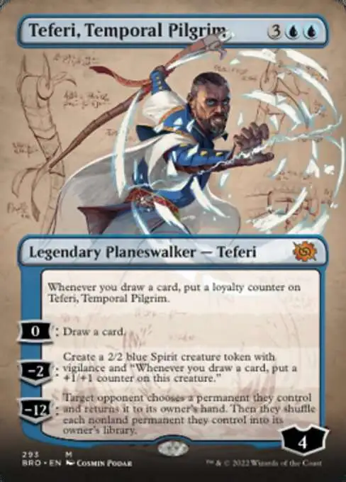 MtG The Brothers' War Mythic Rare Teferi, Temporal Pilgrim #293 [Borderless Planeswalker FOIL]