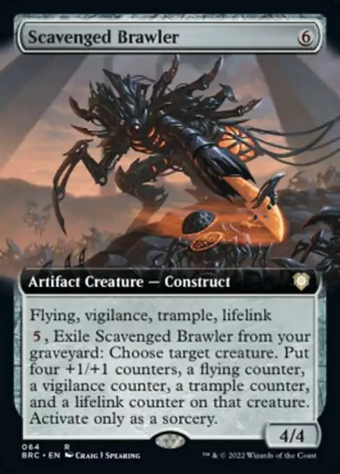 MtG The Brothers' War Commander Rare Scavenged Brawler #64 [Extended Art]