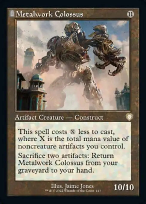 MtG The Brothers' War Commander Rare Metalwork Colossus #147 [Old-Frame Bonus Sheet]