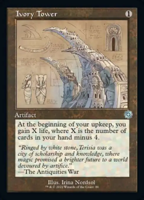 MtG The Brothers' War Retro Artifacts Uncommon Ivory Tower #86 [Retro Schematic FOIL]