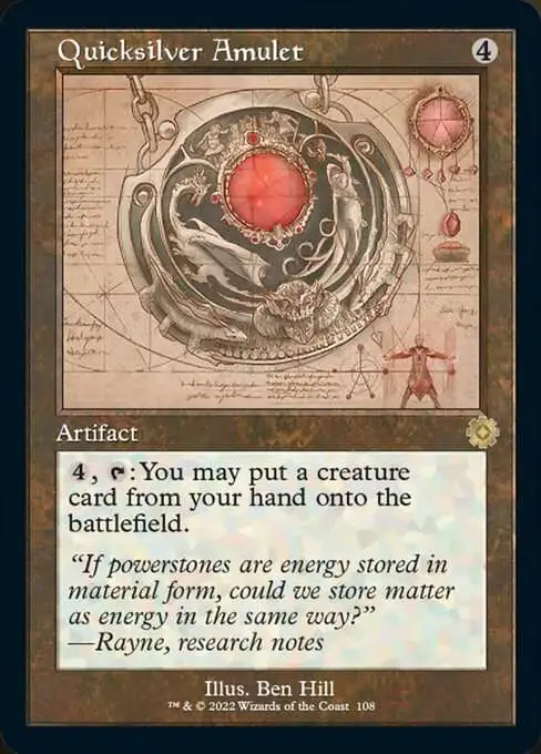 MtG The Brothers' War Retro Artifacts Rare Quicksilver Amulet #108 [Retro Schematic]