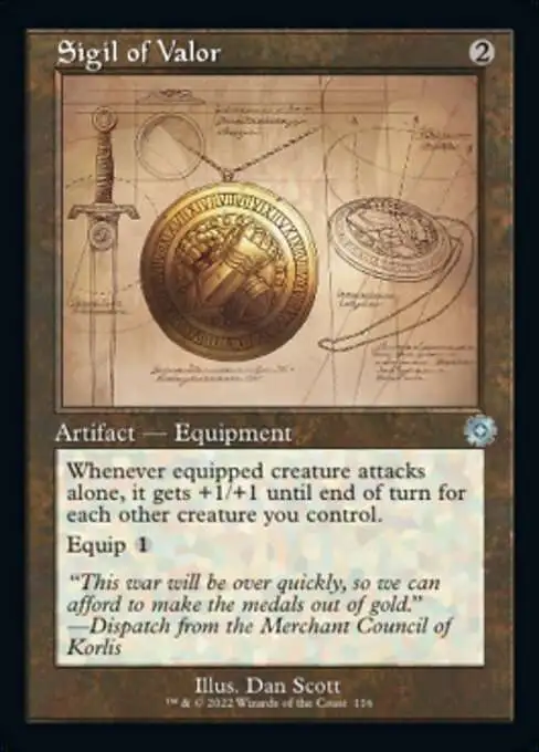 MtG The Brothers' War Retro Artifacts Uncommon Sigil of Valor #116 [Retro Schematic FOIL]