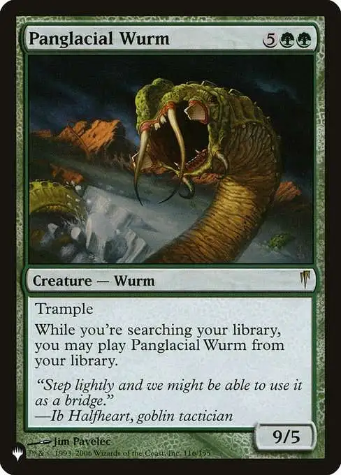 Magic The Gathering The List Single Card Rare Panglacial Wurm CSP-116  Coldsnap - ToyWiz
