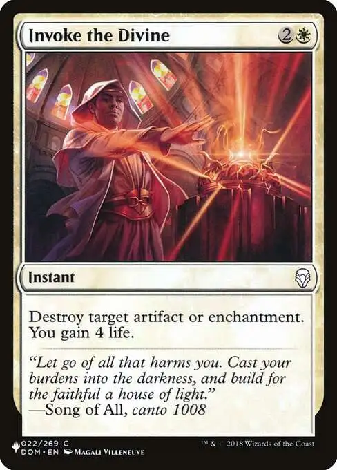 Magic The Gathering The List Single Card Common Invoke the Divine DOM-22  Dominaria - ToyWiz