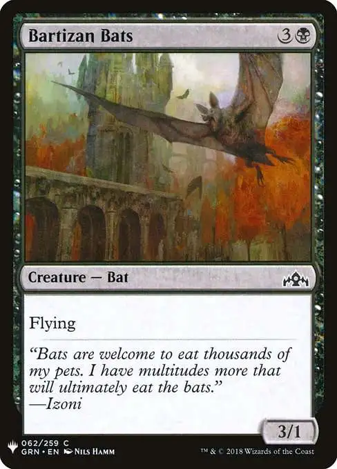 Magic The Gathering The List Single Card Common Bartizan Bats GRN-62 Guilds of Ravnica - ToyWiz Magic The Gathering The List Single Card Common Bartizan Bats GRN-62 Guilds of Ravnica - ToyWiz