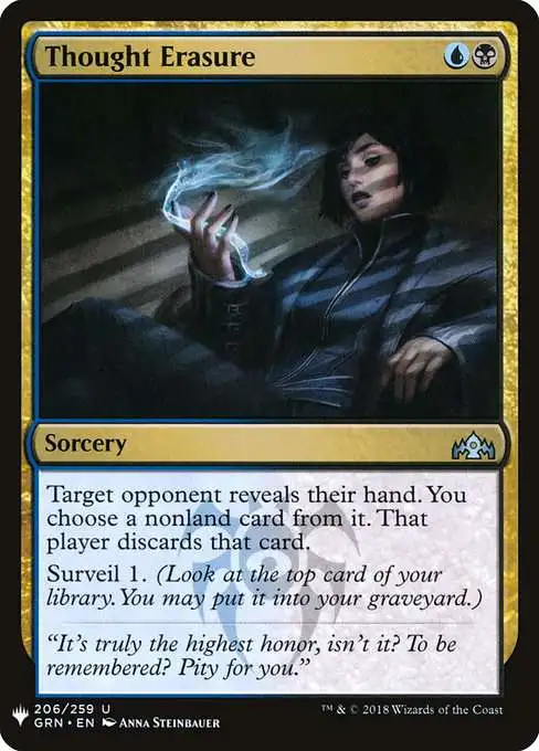 Magic The Gathering The List Single Card Uncommon Thought Erasure GRN-206  Guilds of Ravnica - ToyWiz