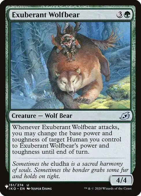 Magic The Gathering The List Single Card Uncommon Exuberant Wolfbear IKO-151 Ikoria Lair of Behemoths - ToyWiz Magic The Gathering The List Single Card Uncommon Exuberant Wolfbear IKO-151 Ikoria Lair of Behemoths - ToyWiz