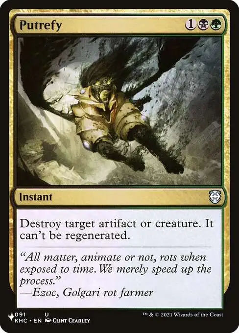 Magic The Gathering The List Single Card Uncommon Putrefy KHC-91 Kaldheim  Commander - ToyWiz