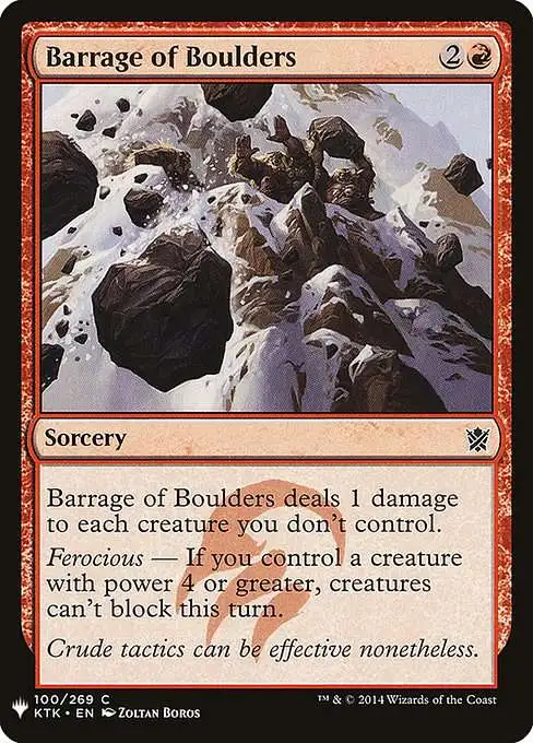 Magic The Gathering The List Single Card Common Barrage of Boulders KTK-100  Khans of Tarkir - ToyWiz