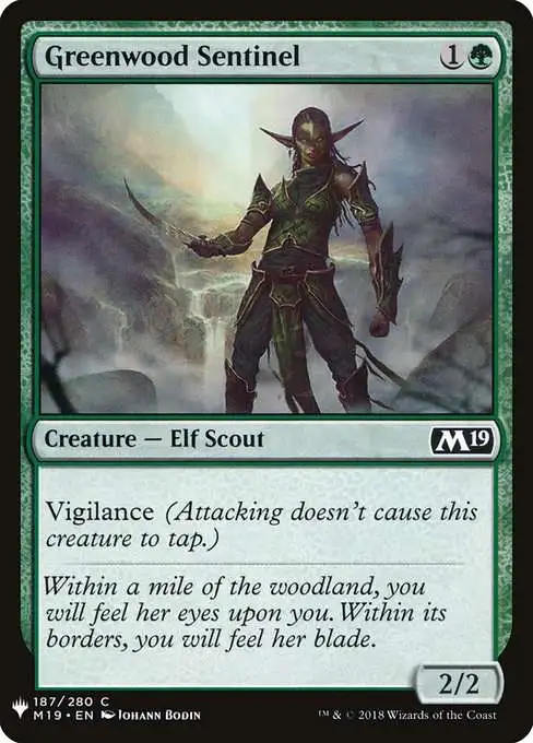 Magic The Gathering The List Single Card Common Greenwood Sentinel M19-187  Core Set 2019 - ToyWiz
