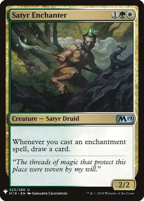 Magic The Gathering The List Single Card Uncommon Satyr Enchanter M19-223  Core Set 2019 - ToyWiz