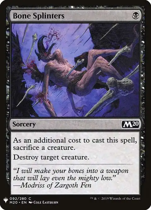 Magic The Gathering The List Single Card Common Bone Splinters M20-92 Core  Set 2020 - ToyWiz