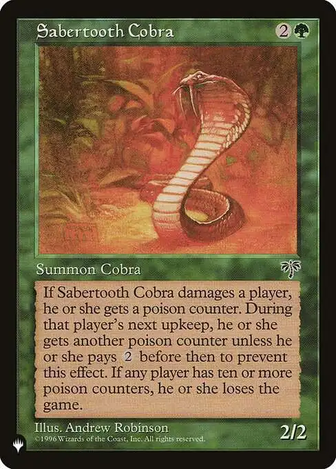 Magic The Gathering The List Single Card Common Sabertooth Cobra MIR-238  Mirage - ToyWiz