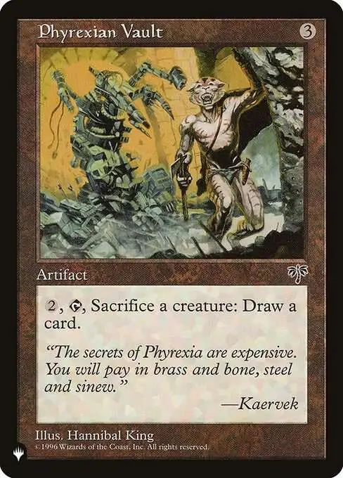 Magic The Gathering The List Single Card Uncommon Phyrexian Vault MIR-316 Mirage - ToyWiz Magic The Gathering The List Single Card Uncommon Phyrexian Vault MIR-316 Mirage - ToyWiz