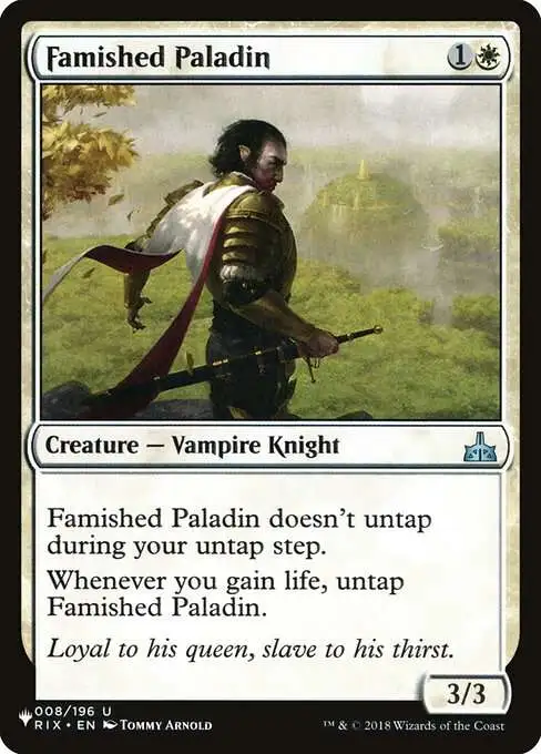 Magic The Gathering The List Single Card Uncommon Famished Paladin RIX-8  Rivals of Ixalan - ToyWiz