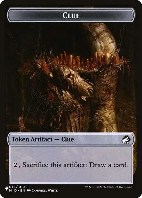 Magic The Gathering The List Single Card Common Clue TMID-16 Innistrad Midnight Hunt Tokens - ToyWiz Magic The Gathering The List Single Card Common Clue TMID-16 Innistrad Midnight Hunt Tokens - ToyWiz