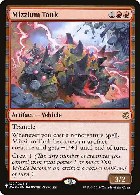Magic The Gathering The List Single Card Rare Mizzium Tank WAR-138 War of  the Spark - ToyWiz