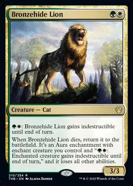 MtG Trading Card Game Theros Beyond Death Rare Foil Bronzehide Lion #210