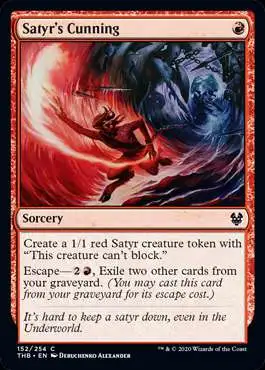 MtG Trading Card Game Theros Beyond Death Common Satyr's Cunning #152
