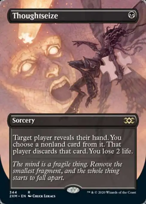 MtG Double Masters Rare Thoughtseize #344 [Alternate Art Borderless]
