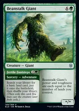 MtG Trading Card Game Throne of Eldraine Uncommon Beanstalk Giant // Fertile Footsteps #149