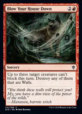 MtG Trading Card Game Throne of Eldraine Common Blow Your House Down #114