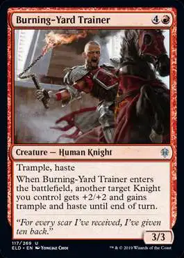 MtG Trading Card Game Throne of Eldraine Uncommon Burning-Yard Trainer #117