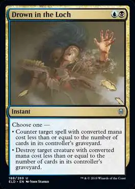 MtG Trading Card Game Throne of Eldraine Uncommon Drown in the Loch #188