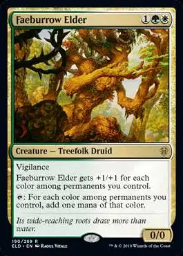 MtG Trading Card Game Throne of Eldraine Rare Faeburrow Elder #190