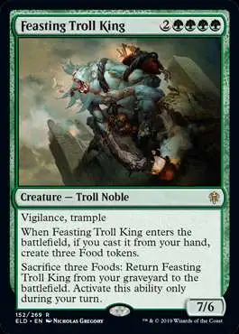 MtG Trading Card Game Throne of Eldraine Rare Feasting Troll King #152