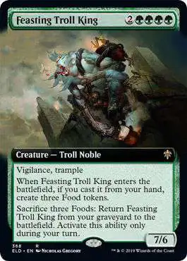 MtG Trading Card Game Throne of Eldraine Rare Feasting Troll King #368 [Extended Art Foil]