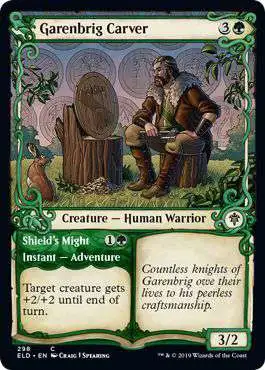 MtG Trading Card Game Throne of Eldraine Common Garenbrig Carver // Shield's Might #299 [Showcase]
